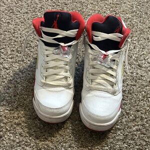 Jordan 5 white/black/red